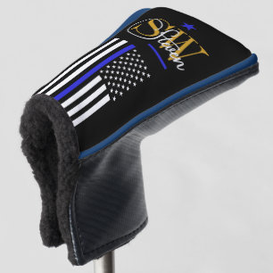 Blaue Linie und Mit Monogramm Name / Moderne Unter Golf Headcover