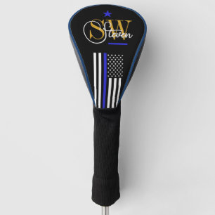 Blaue Linie und Mit Monogramm Name / Moderne Unter Golf Headcover
