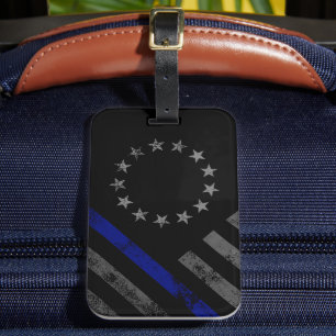 Blaue Linie Vintage-Amerikanische Flagge Gepäckanhänger