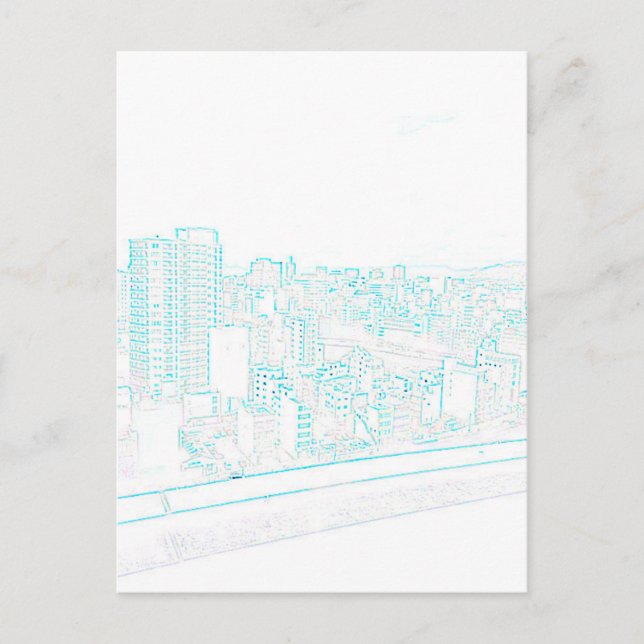 Blaue Linie zeichnend Postkarte Teil 1 (Vorderseite)