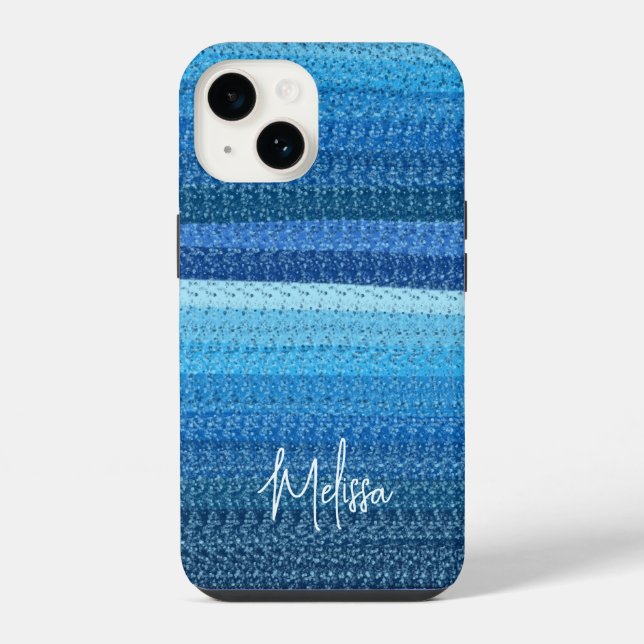 Blaue Linien iPhone Hülle (Rückseite)