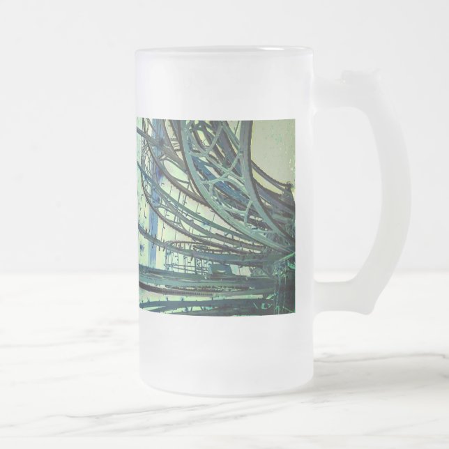 Blaue Linien Mattglas Bierglas (Rechts)