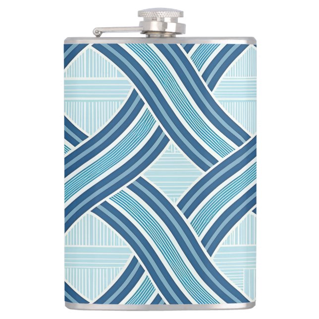 Blaue Linienmuster Flachmann (Vorderseite)