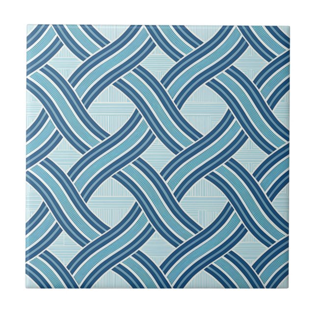 Blaue Linienmuster Fliese (Vorderseite)
