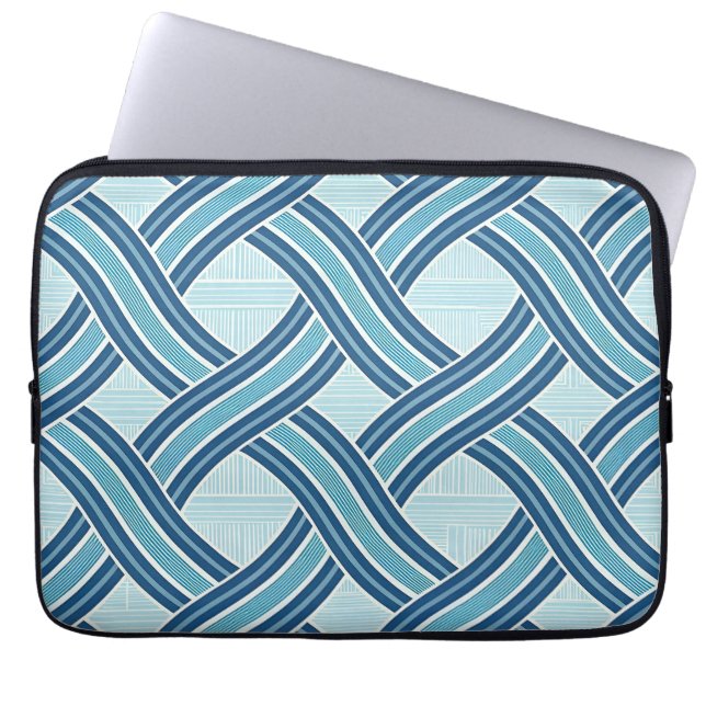 Blaue Linienmuster Laptopschutzhülle (Vorderseite)
