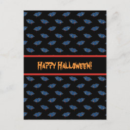Blaue Lippen, Kupferstiche Vampirzähne Halloween Postkarte