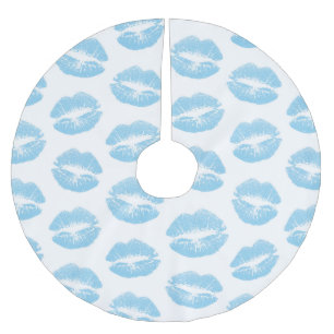 Blaue Lippen, Lippenmuster, Blauer Lippenstift, Ku Polyester Weihnachtsbaumdecke