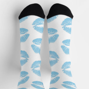 Blaue Lippen, Lippenmuster, Blauer Lippenstift, Ku Socken