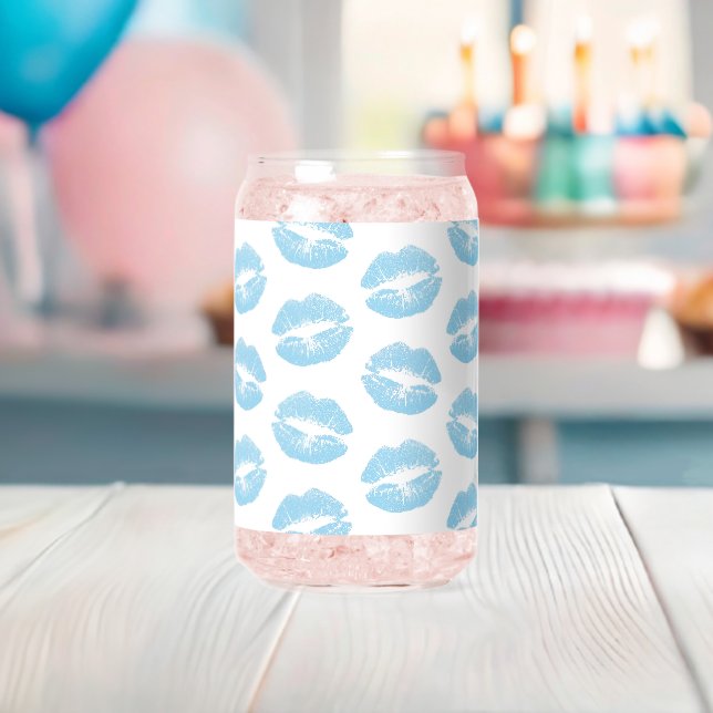 Blaue Lippen, Lippenmuster, blauer Lipstick, Kuss Dosenglas (Insitu (Baby Party))