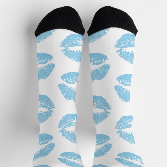 Blaue Lippen, Lippenmuster, blauer Lipstick, Kuss Socken (Oben)