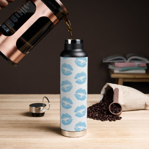 Blaue Lippen, Lippenmuster, blauer Lipstick, Kuss Trinkflasche