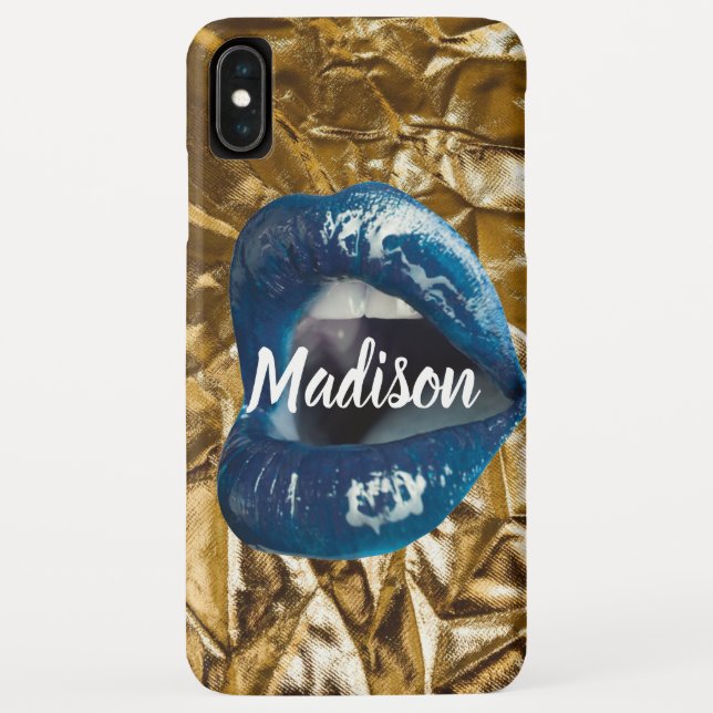 Blaue Lippen machen Beauty Custom Personalisiert Case-Mate iPhone Hülle (Rückseite)