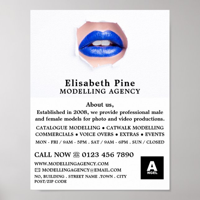 Blaue Lippen, Modellierungsagentur, Modell-Agent Poster (Vorne)