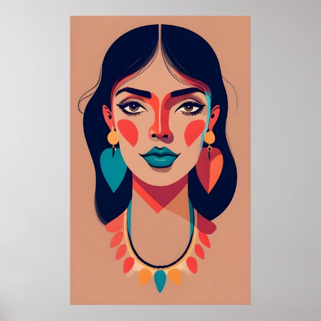 Blaue Lippen und schwarzes Haar Poster (Vorne)