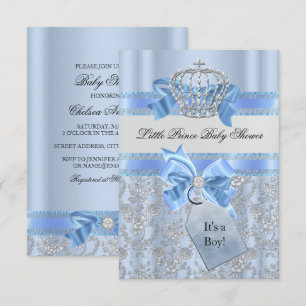 Blaue Little Prince Crown Baby Shower Einladung