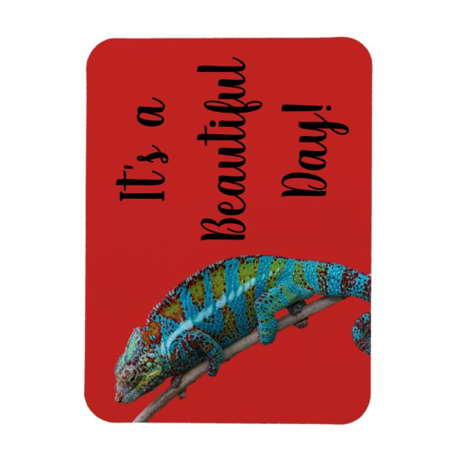 Blaue Lizard, schöner Tag, Rotes Magnet (Vertikal)