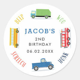 Blaue LKW Geburtstagsparty Runder Aufkleber