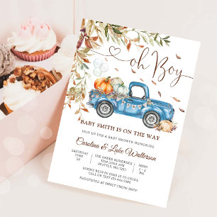Blaue LKW-Herbst-Baby-Shower-Einladung Einladung