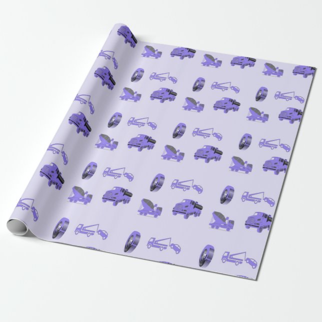 Blaue LKW-Muster Geschenkpapier (Ungerollt)