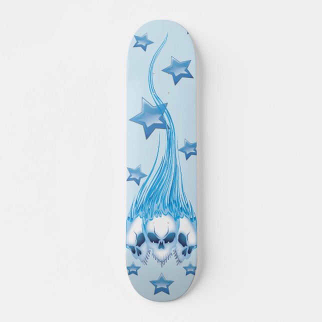 Blaue lodernde Schädel Skateboard (Vorne)
