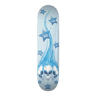 Blaue lodernde Schädel Skateboard