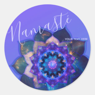 Blaue Lotus-Mandala Runder Aufkleber
