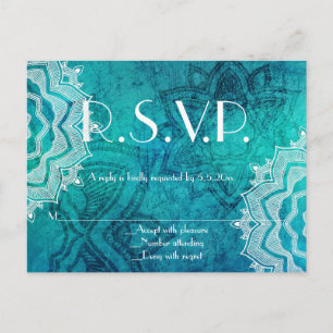 Blaue Lotus Muster Hochzeitkarten Einladungspostkarte