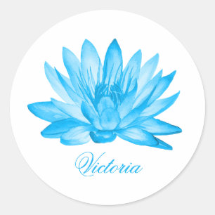 Blaue Lotusblume nach Maß Runder Aufkleber