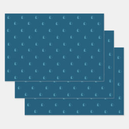 blaue Lovecatpackungen, Set aus Papier, flach, 3 S Geschenkpapier Set