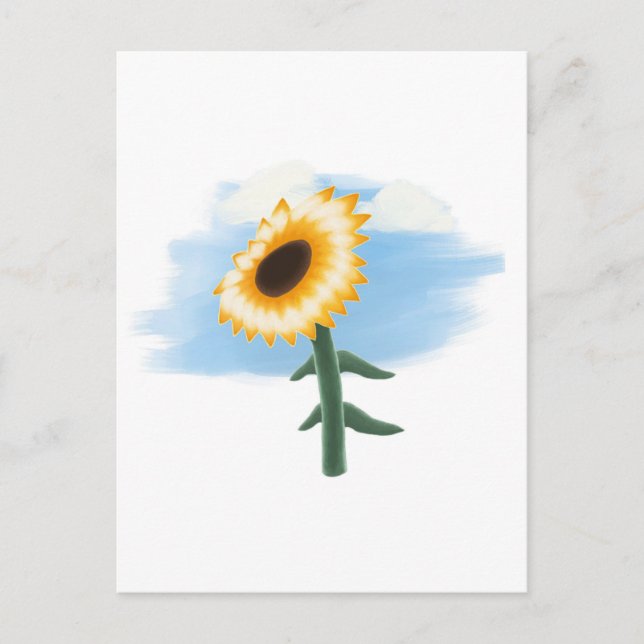 Blaue Luft und gelbe Sonnenblumen Kunst Postkarte (Vorderseite)