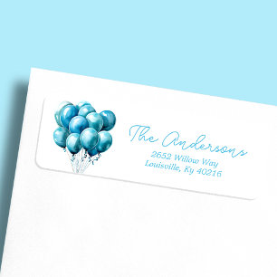 Blaue Luftballons Aquarell Junge Baby Shower Adres