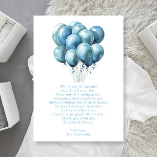 Blaue Luftballons Aquarell Junge Baby Shower Danke
