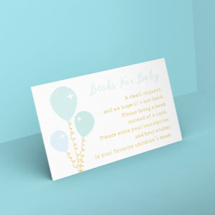 Blaue Luftballons Junge Baby Shower Bücher für Bab Begleitkarte