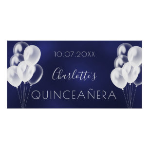 Blaue Luftballons Quinceanera-Party Poster