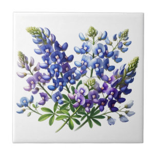 Blaue Lupinen Texas State Flower Lupine Aquarell Fliese