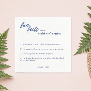 Blaue lustige Fakten Vorlage Hochzeitsservietten Serviette