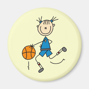 Blaue Mädchen-Basketball-Spieler-T-Shirts und Magnet