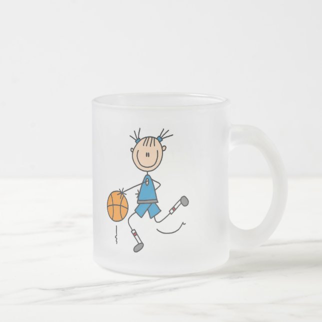 Blaue Mädchen-Basketball-T-Shirts und Geschenke Mattglastasse (Rechts)