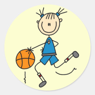 Blaue Mädchen Basketball T-Shirts und Geschenke Runder Aufkleber