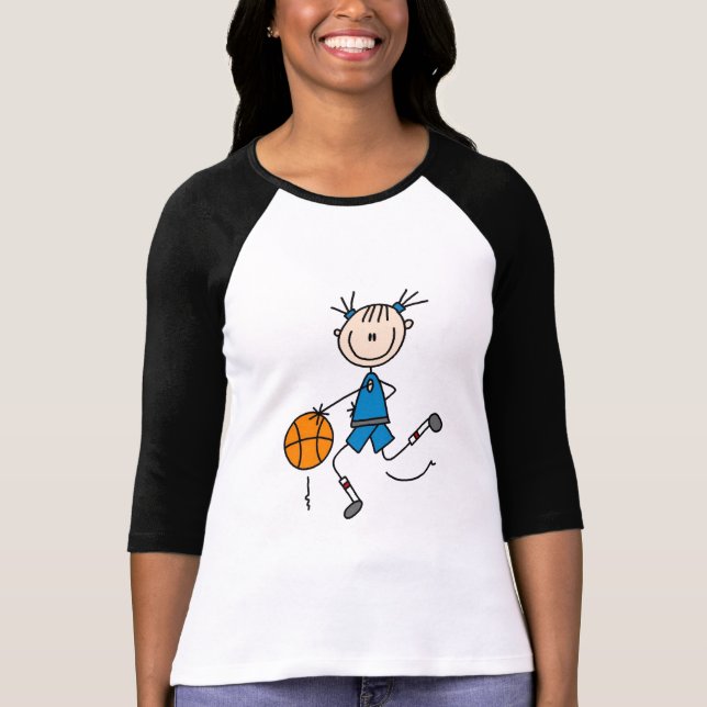 Blaue Mädchen-Basketball-T-Shirts und Geschenke T-Shirt (Vorderseite)