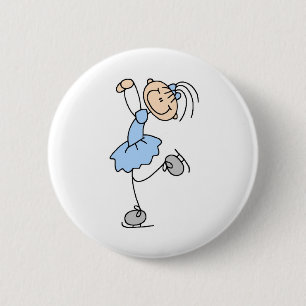 Blaue Mädchen-Figurenläufer-T-Shirts und Geschenke Button