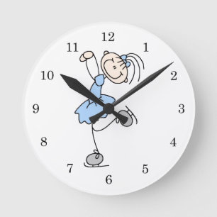 Blaue Mädchen-Figurenläufer-T-Shirts und Geschenke Runde Wanduhr