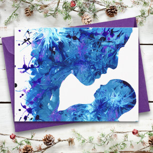 Blaue Madonna und Kind christliches Weihnachten Postkarte
