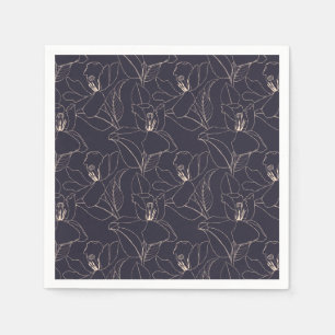 Blaue Magenta-Lilie Weizen-Bräunungslinie zeichnen Serviette