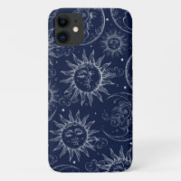 Blaue Magie Vintage Himmelsz Sonne Mond Sterne