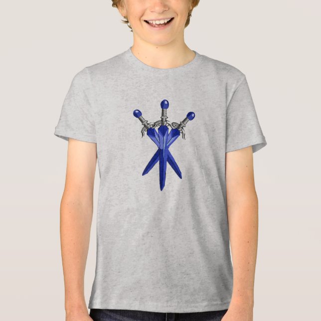 Blaue Magieschwert-Kinder-Shirt Tri-Blend Shirt (Vorderseite)
