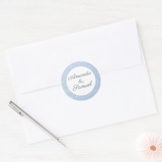 Blaue Magnolie Hochzeit Runder Aufkleber