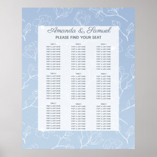 Blaue Magnolien-Bestuhlung Poster