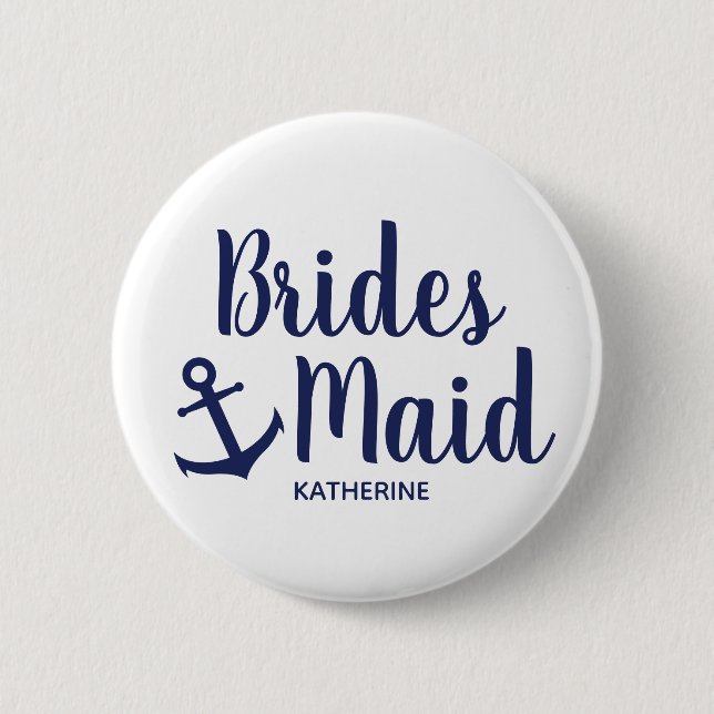 Blaue Maid-Ankerin der Nautischen Marine Button (Vorderseite)