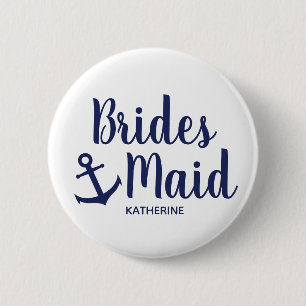 Blaue Maid-Ankerin der Nautischen Marine Button